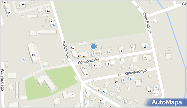 Dębno, Konopnickiej Marii, 3, mapa Dębno