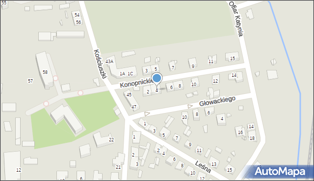 Dębno, Konopnickiej Marii, 4, mapa Dębno