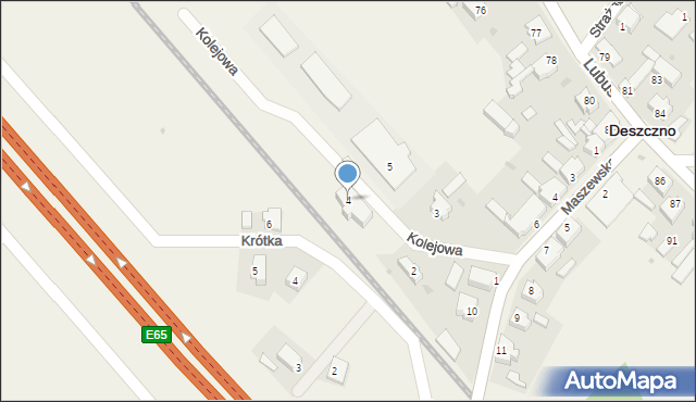Deszczno, Kolejowa, 4, mapa Deszczno