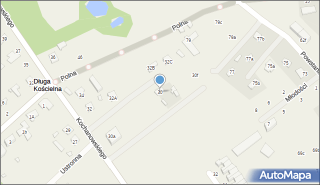Długa Kościelna, Kochanowskiego Jana, 30, mapa Długa Kościelna