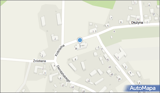 Dłużyna, Kościelna, 2, mapa Dłużyna