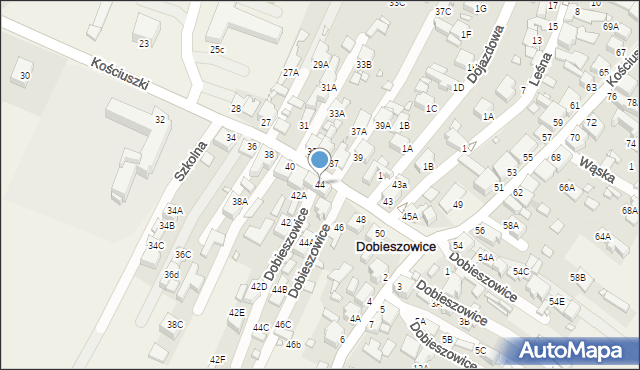 Dobieszowice, Kościuszki Tadeusza, gen., 44, mapa Dobieszowice