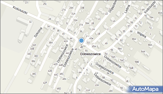 Dobieszowice, Kościuszki Tadeusza, gen., 48, mapa Dobieszowice