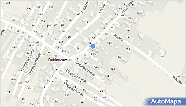 Dobieszowice, Kościuszki Tadeusza, gen., 58A, mapa Dobieszowice