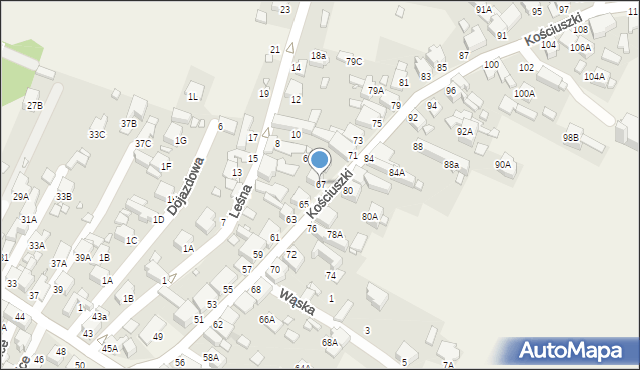 Dobieszowice, Kościuszki Tadeusza, gen., 67, mapa Dobieszowice