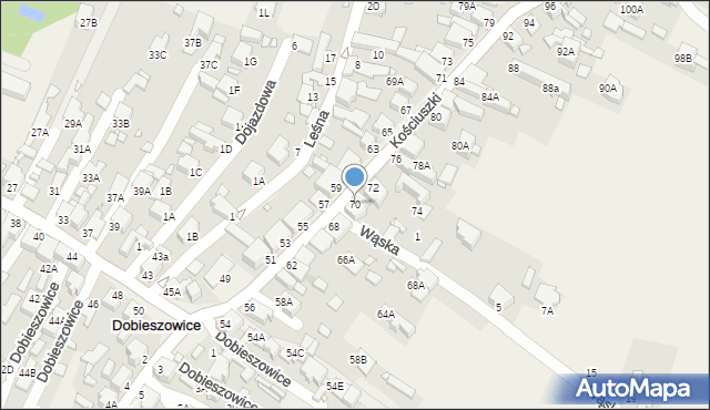 Dobieszowice, Kościuszki Tadeusza, gen., 70, mapa Dobieszowice
