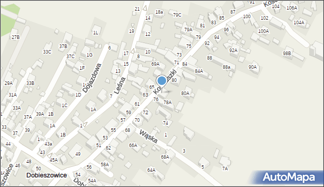 Dobieszowice, Kościuszki Tadeusza, gen., 78, mapa Dobieszowice