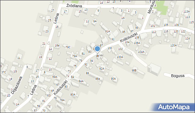 Dobieszowice, Kościuszki Tadeusza, gen., 96, mapa Dobieszowice