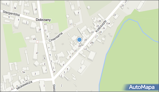 Dobrzany, Kościuszki Tadeusza, gen., 14, mapa Dobrzany