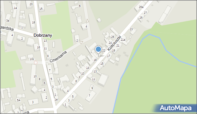 Dobrzany, Kościuszki Tadeusza, gen., 20, mapa Dobrzany
