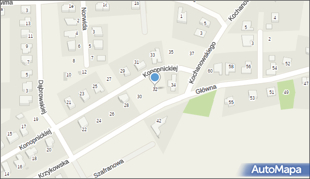 Dobrzykowice, Konopnickiej Marii, 32, mapa Dobrzykowice