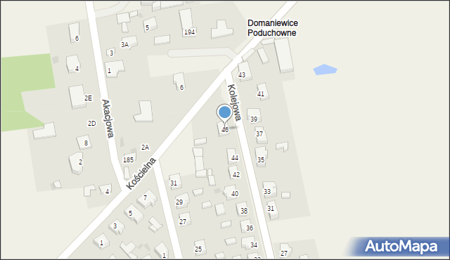 Domaniewice, Kolejowa, 46, mapa Domaniewice