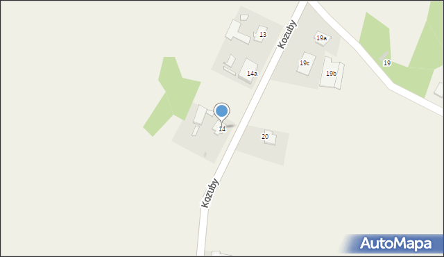 Domaradz, Kozuby, 14, mapa Domaradz
