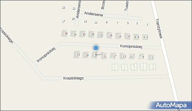 Dopiewiec, Konopnickiej Marii, 25, mapa Dopiewiec