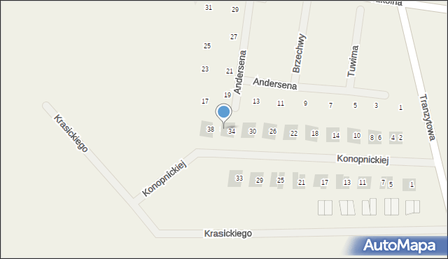Dopiewiec, Konopnickiej Marii, 36, mapa Dopiewiec