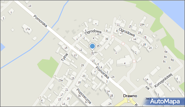 Drawno, Kościuszki Tadeusza, gen., 31, mapa Drawno