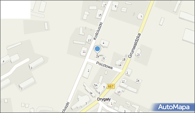 Drygały, Kościuszki Tadeusza, gen., 2a, mapa Drygały