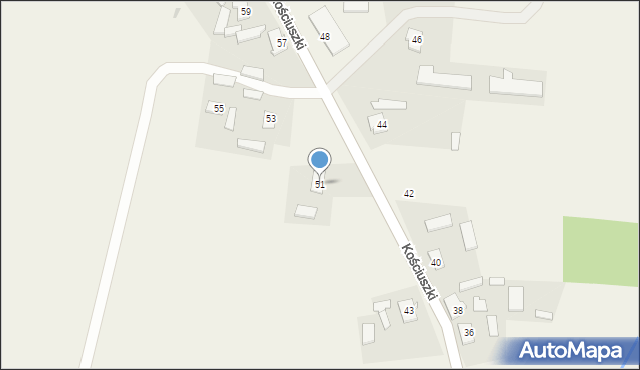 Drygały, Kościuszki Tadeusza, gen., 51, mapa Drygały