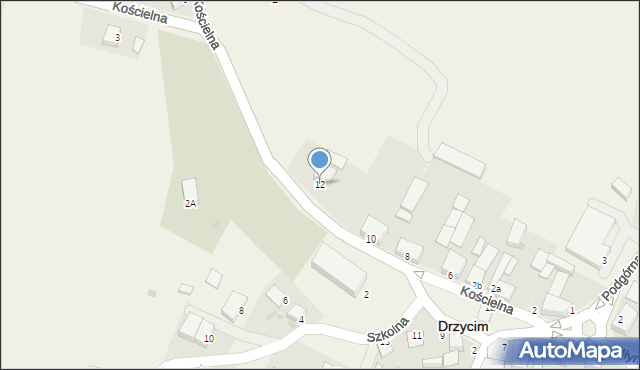 Drzycim, Kościelna, 12, mapa Drzycim