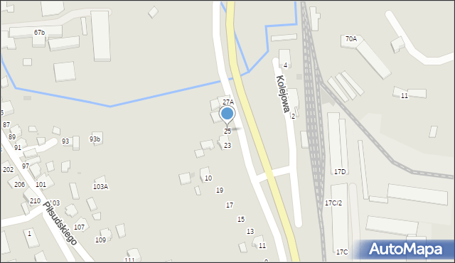 Dynów, Kolejowa, 25, mapa Dynów