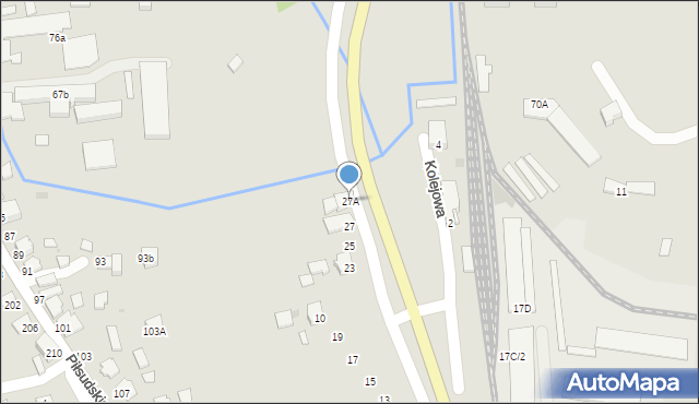 Dynów, Kolejowa, 27A, mapa Dynów