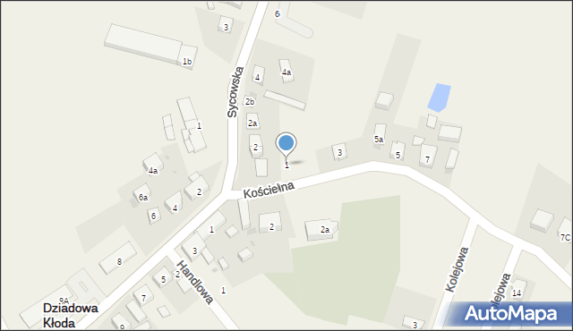 Dziadowa Kłoda, Kościelna, 1, mapa Dziadowa Kłoda