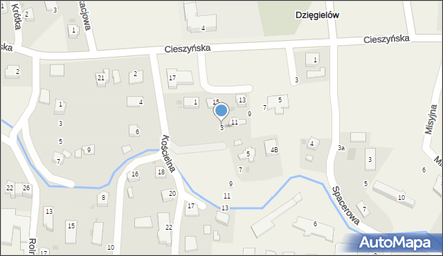 Dzięgielów, Kościelna, 3, mapa Dzięgielów