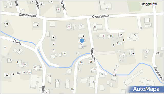 Dzięgielów, Kościelna, 6, mapa Dzięgielów