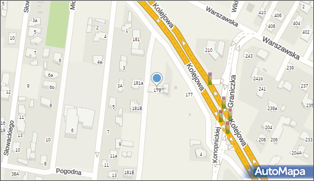 Dziekanów Leśny, Kolejowa, 179, mapa Dziekanów Leśny