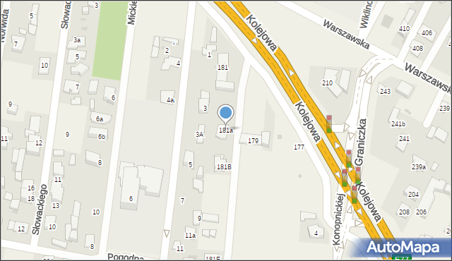 Dziekanów Leśny, Kolejowa, 181a, mapa Dziekanów Leśny