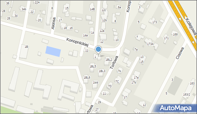 Dziekanów Leśny, Konopnickiej Marii, 1BL1, mapa Dziekanów Leśny