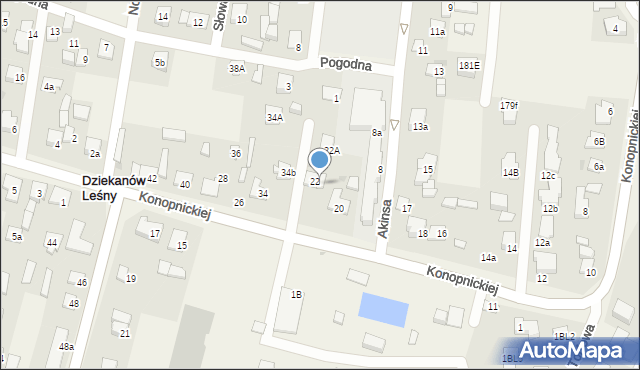 Dziekanów Leśny, Konopnickiej Marii, 32, mapa Dziekanów Leśny