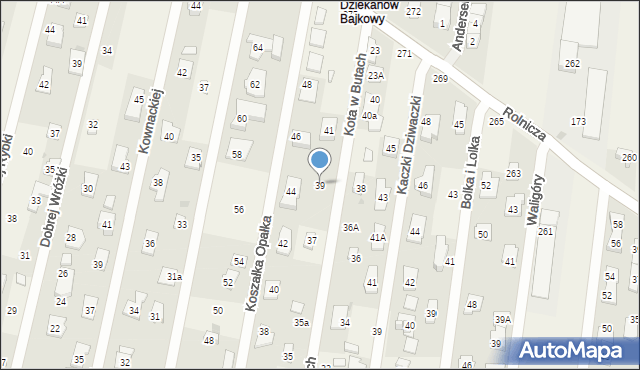 Dziekanów Leśny, Kota w Butach, 39, mapa Dziekanów Leśny