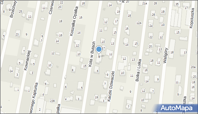 Dziekanów Leśny, Kota w Butach, 8, mapa Dziekanów Leśny