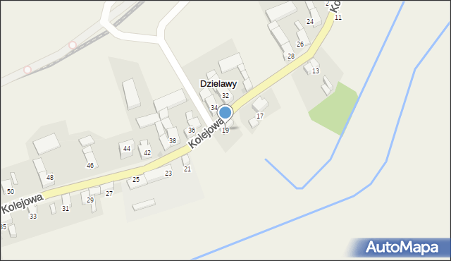 Dzielawy, Kolejowa, 19, mapa Dzielawy