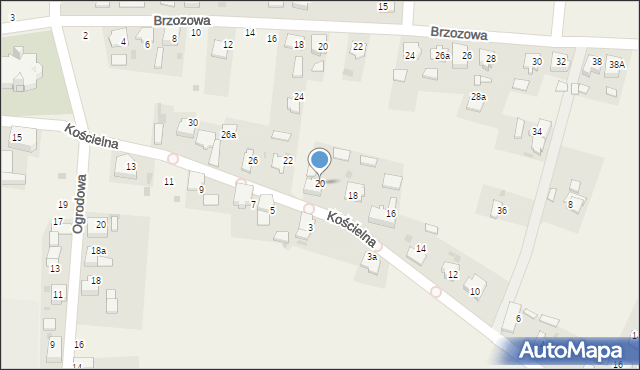Dziergowice, Kościelna, 20, mapa Dziergowice