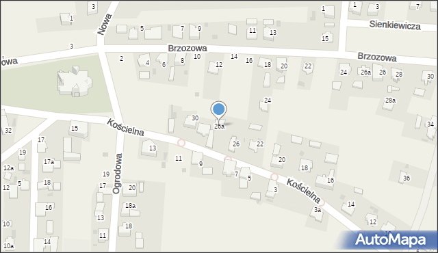 Dziergowice, Kościelna, 26a, mapa Dziergowice