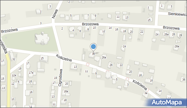 Dziergowice, Kościelna, 30, mapa Dziergowice