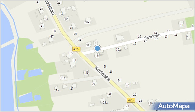 Dziergowice, Kozielska, 30, mapa Dziergowice