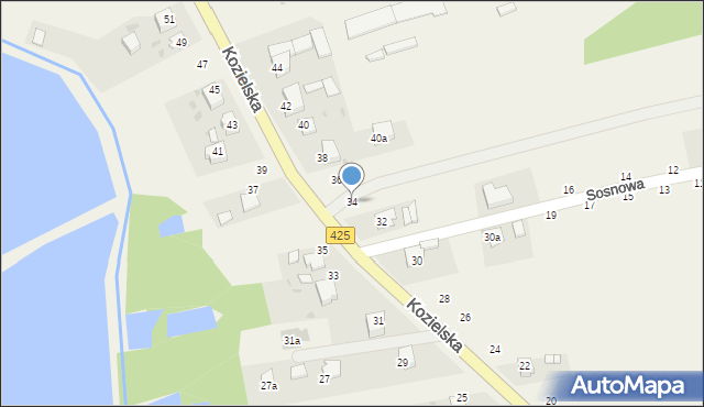 Dziergowice, Kozielska, 34, mapa Dziergowice