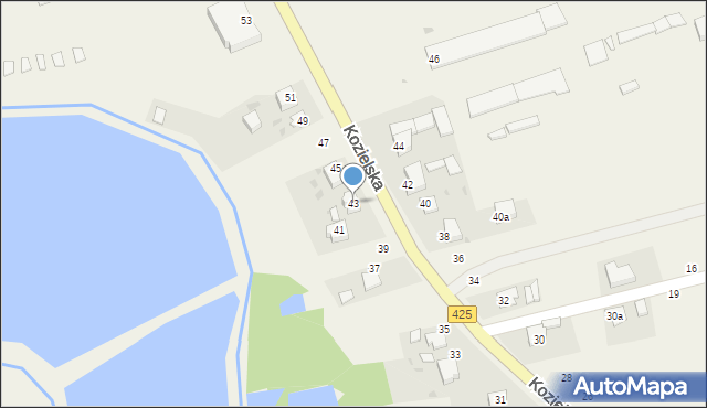 Dziergowice, Kozielska, 43, mapa Dziergowice