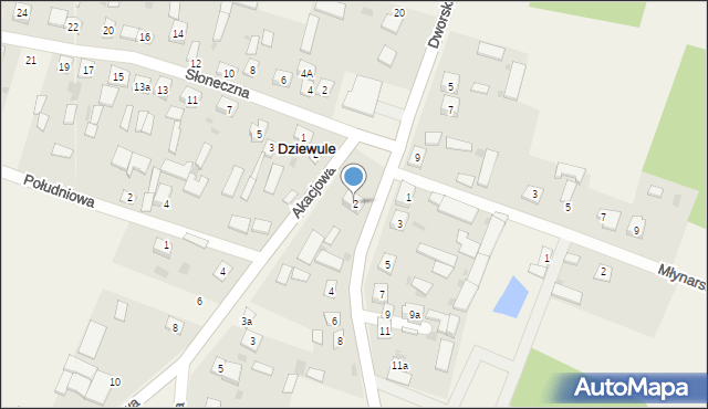 Dziewule, Kościelna, 2, mapa Dziewule