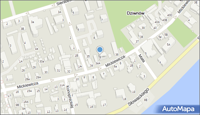 Dziwnów, Kochanowskiego Jana, 9, mapa Dziwnów