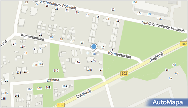 Dziwnów, Komandorska, 1B, mapa Dziwnów