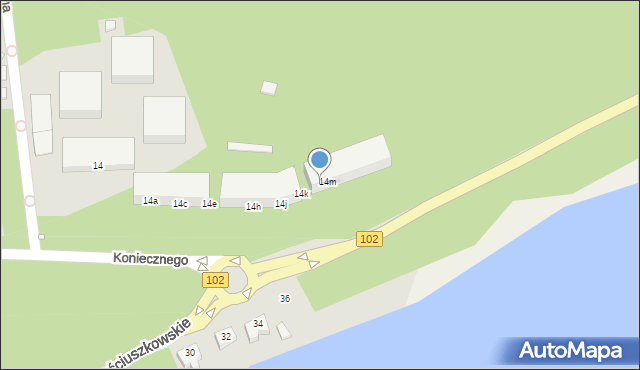 Dziwnów, Koniecznego, kpr., 14l, mapa Dziwnów