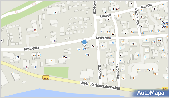 Dziwnów, Kościelna, 37a, mapa Dziwnów