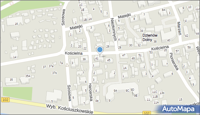 Dziwnów, Kościelna, 43, mapa Dziwnów