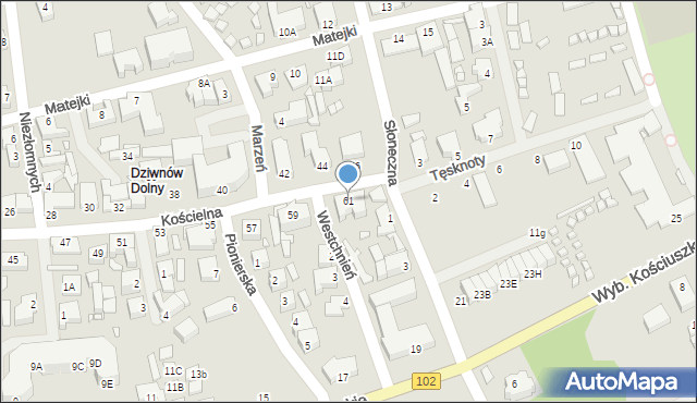 Dziwnów, Kościelna, 61, mapa Dziwnów