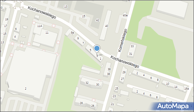 Elbląg, Kochanowskiego Jana, 3, mapa Elbląga