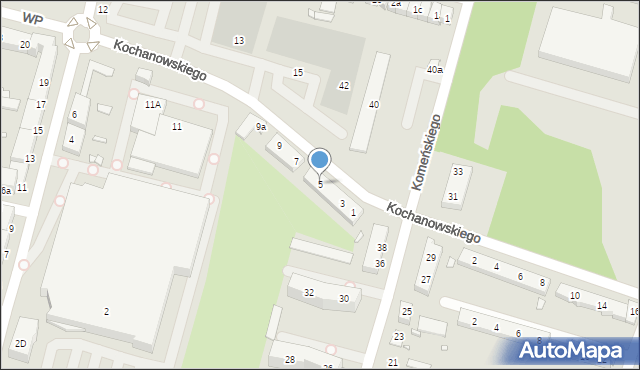 Elbląg, Kochanowskiego Jana, 5, mapa Elbląga